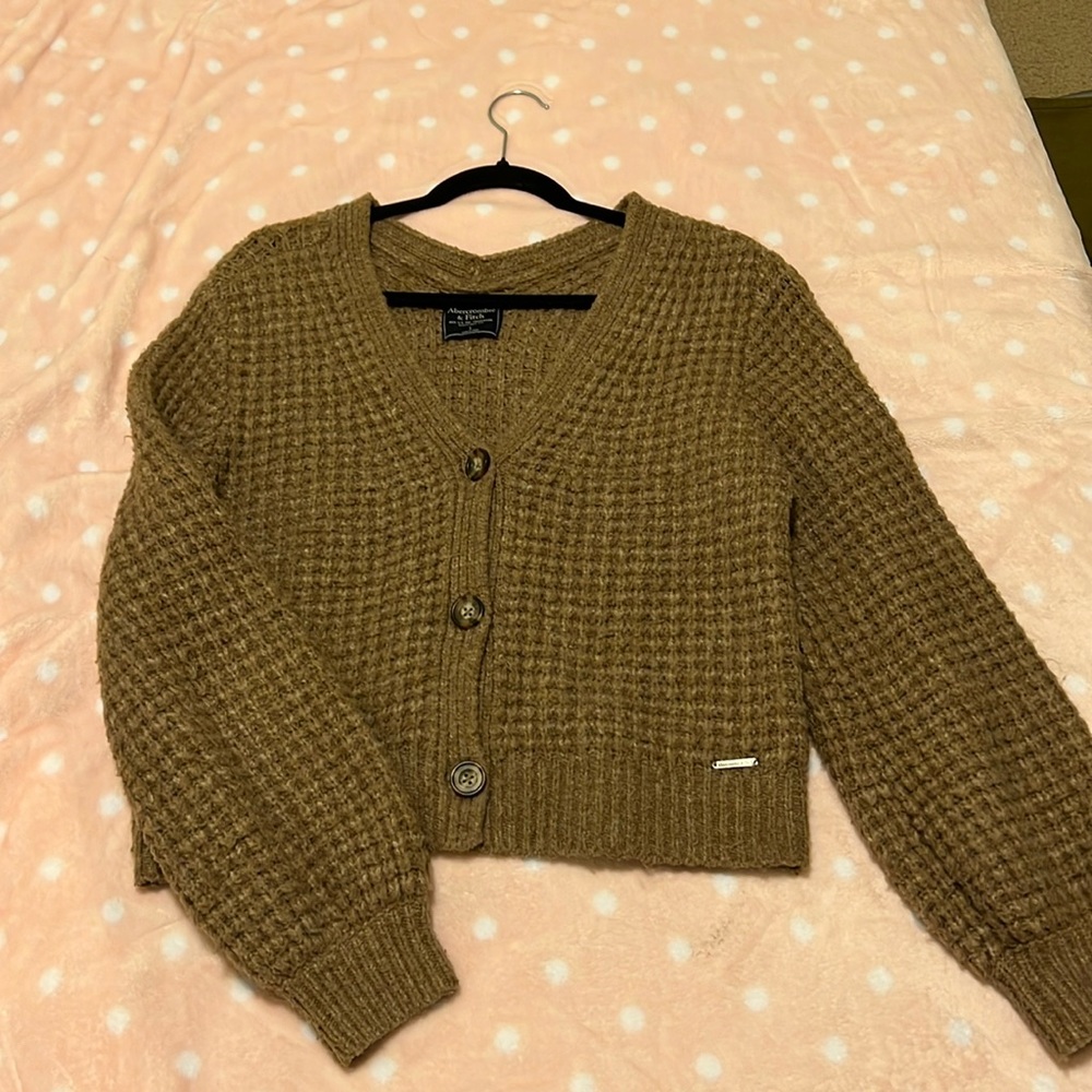 Abercrombie and Fitch brown crochet sweater